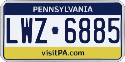 PA license plate LWZ6885