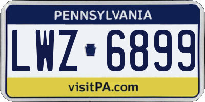 PA license plate LWZ6899