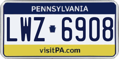 PA license plate LWZ6908