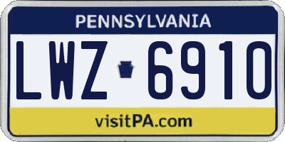 PA license plate LWZ6910
