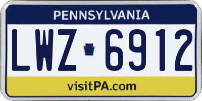 PA license plate LWZ6912