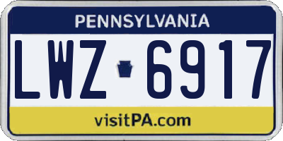 PA license plate LWZ6917