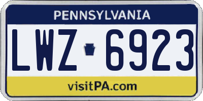 PA license plate LWZ6923
