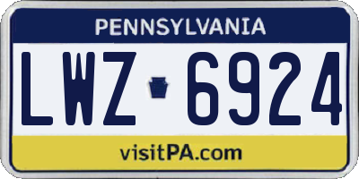 PA license plate LWZ6924