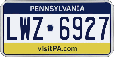 PA license plate LWZ6927