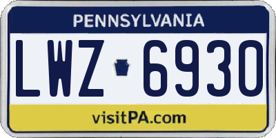 PA license plate LWZ6930