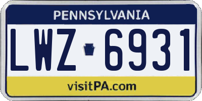 PA license plate LWZ6931