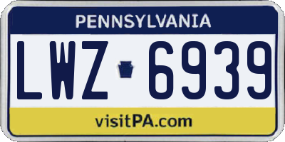 PA license plate LWZ6939