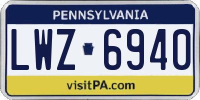 PA license plate LWZ6940