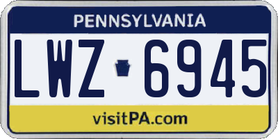 PA license plate LWZ6945