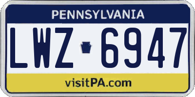 PA license plate LWZ6947