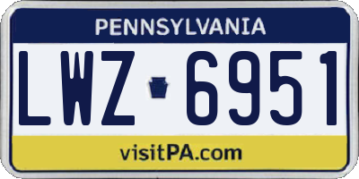 PA license plate LWZ6951