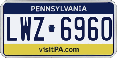PA license plate LWZ6960