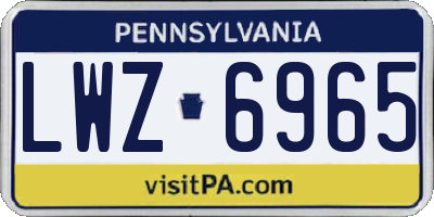 PA license plate LWZ6965