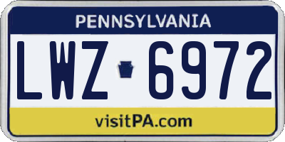 PA license plate LWZ6972
