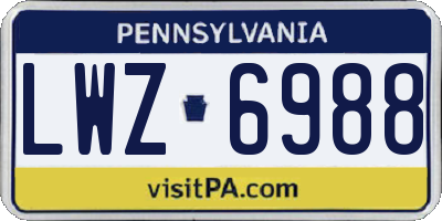 PA license plate LWZ6988