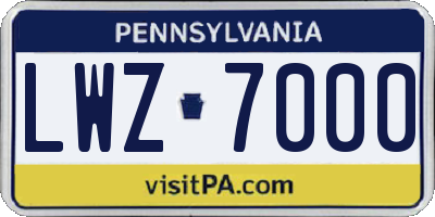 PA license plate LWZ7000