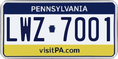 PA license plate LWZ7001