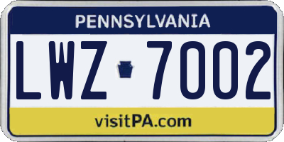 PA license plate LWZ7002