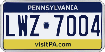 PA license plate LWZ7004