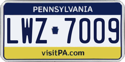 PA license plate LWZ7009