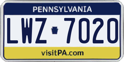 PA license plate LWZ7020