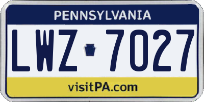 PA license plate LWZ7027