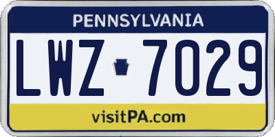 PA license plate LWZ7029