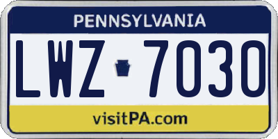 PA license plate LWZ7030