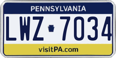 PA license plate LWZ7034