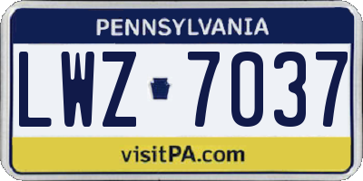 PA license plate LWZ7037