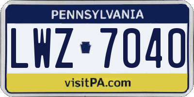 PA license plate LWZ7040
