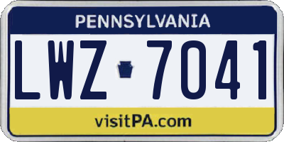 PA license plate LWZ7041