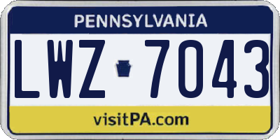 PA license plate LWZ7043