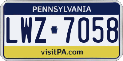 PA license plate LWZ7058