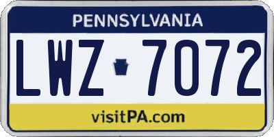 PA license plate LWZ7072