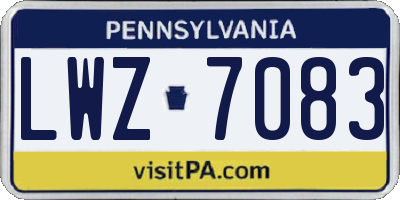 PA license plate LWZ7083
