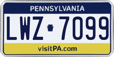 PA license plate LWZ7099