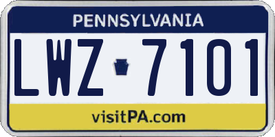 PA license plate LWZ7101