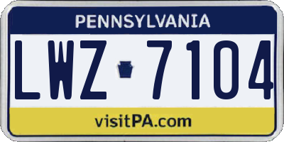 PA license plate LWZ7104