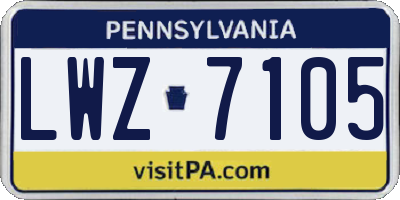 PA license plate LWZ7105