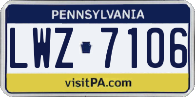 PA license plate LWZ7106