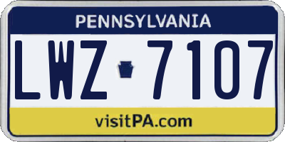 PA license plate LWZ7107