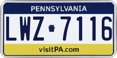 PA license plate LWZ7116