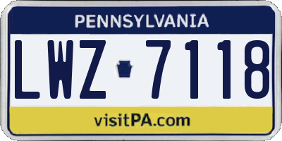 PA license plate LWZ7118
