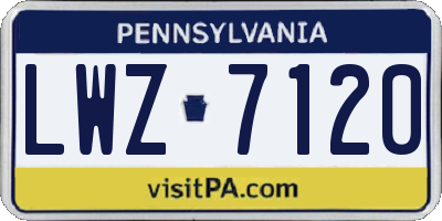 PA license plate LWZ7120
