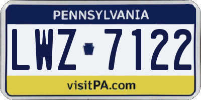 PA license plate LWZ7122