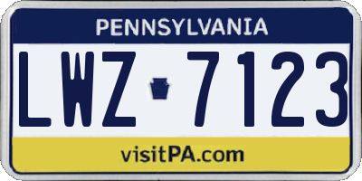 PA license plate LWZ7123