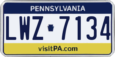 PA license plate LWZ7134