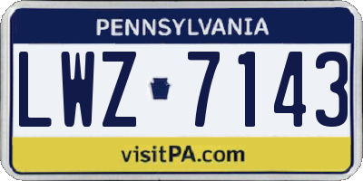 PA license plate LWZ7143